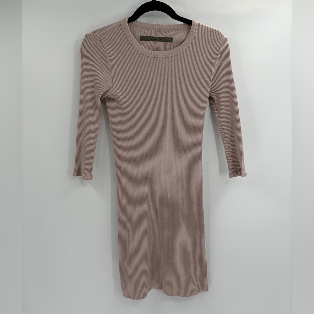 Enza costa revolve fall casual beige 3/4 long sleeve sweater knit dress sz small